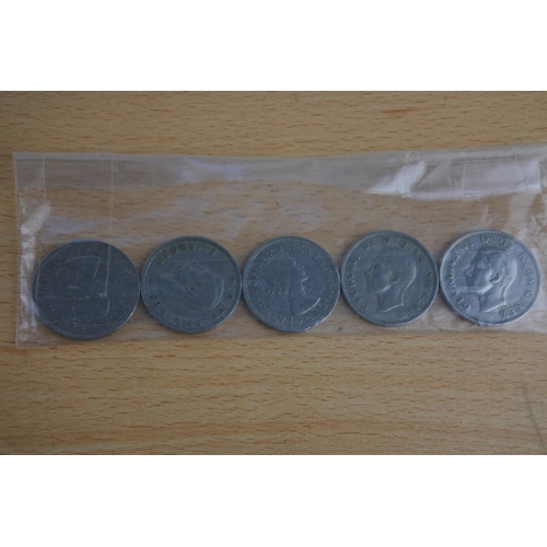 467 - A lot of 5 two shilling coins.