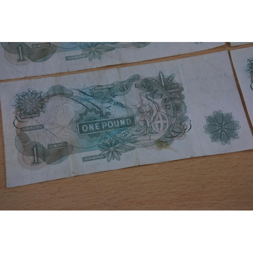 470 - Four Bank of England one pound notes.