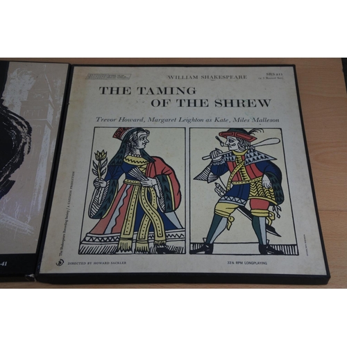 498 - Two boxed sets of Shakespeare albums 'The Merchant of Venice' and 'The Taming of the Shrew'.