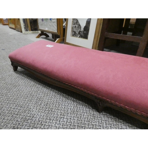 570 - A long upholstered angled footstool/fender stool  Approx  113cm.