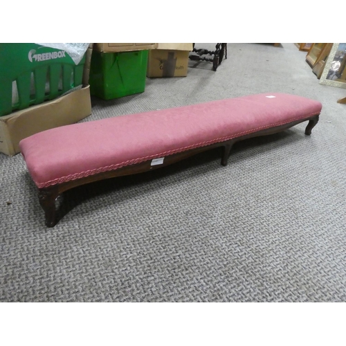 570 - A long upholstered angled footstool/fender stool  Approx  113cm.