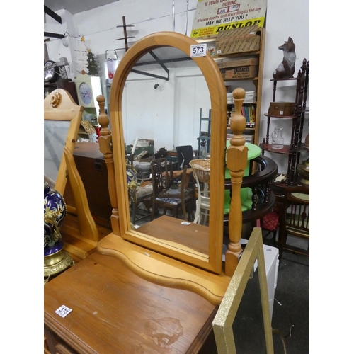 573 - A pine dressing table mirror.