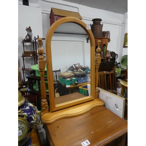 573 - A pine dressing table mirror.