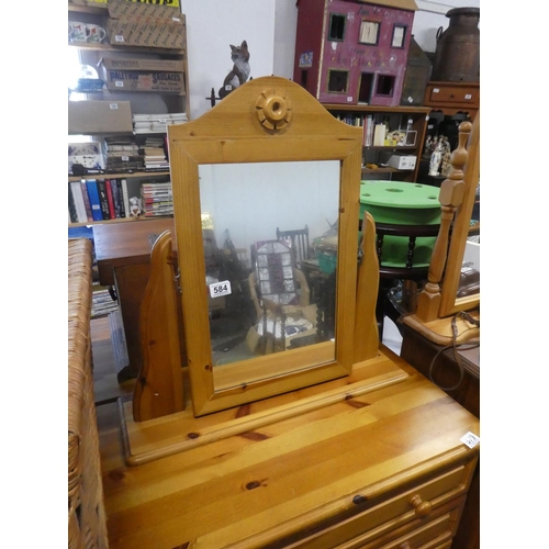 584 - A pine cheval dressing table mirror.