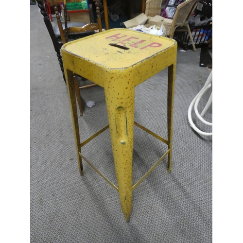 587 - A vintage high stool 'Help'.