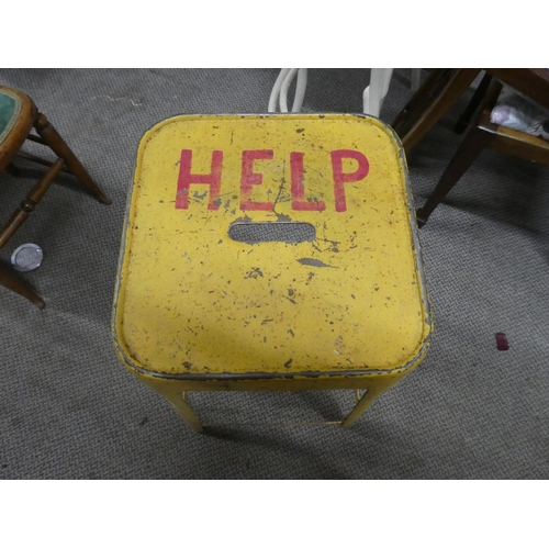 587 - A vintage high stool 'Help'.