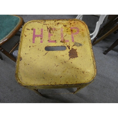 588 - A vintage high stool 'Help'.