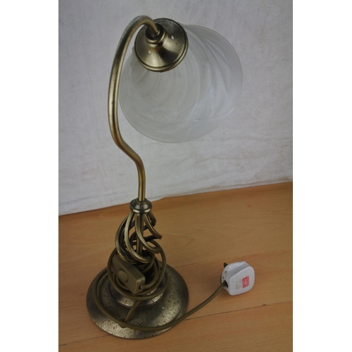 610 - A table lamp and glass shade.  Approx  45cm.