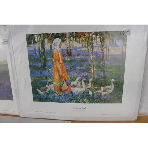 641 - A lot of unframed prints to include 'The Island Regatta' - Jack B Yeats, 'The Goose Girl' - Stanley ... 