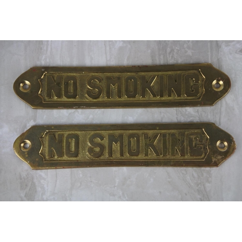 674 - Two brass No Smoking plaques.