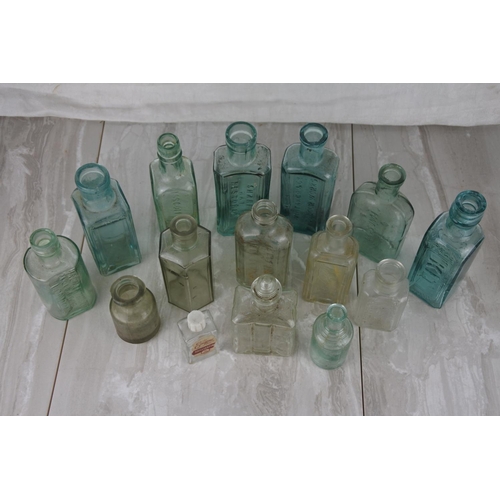 724 - A lot of antique and vintage glass bottles to include Whitaker & Co Colourworks, Ponds Extract, Chiv... 