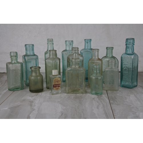 724 - A lot of antique and vintage glass bottles to include Whitaker & Co Colourworks, Ponds Extract, Chiv... 