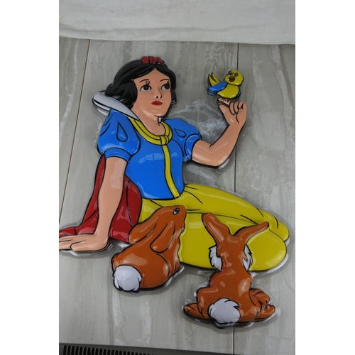 729 - Three Snow White vintage cartoon character wall plaques.