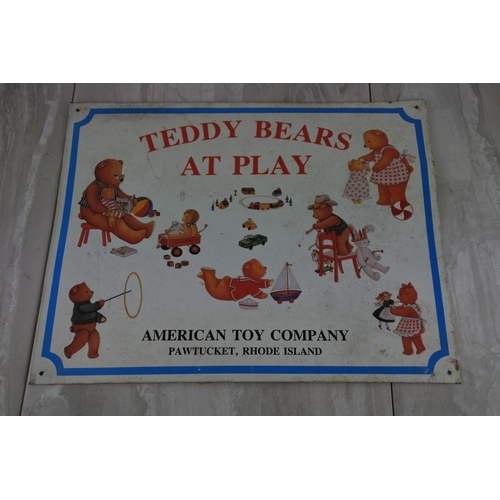 758 - 'Teddy Bears at Play' metal advertising sign.