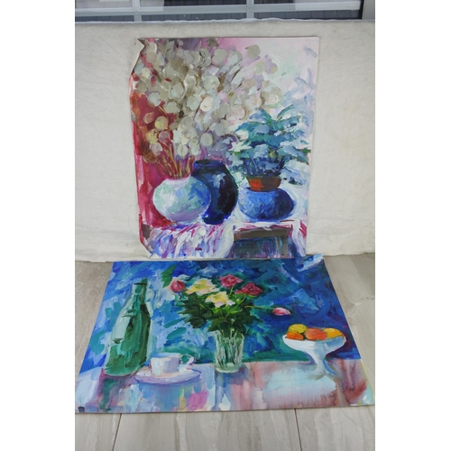 770 - Two pieces of floral art work signed.