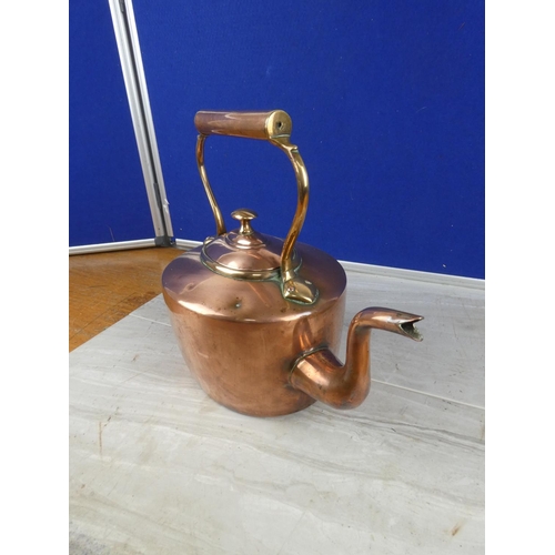 850 - A stunning antique copper kettle.