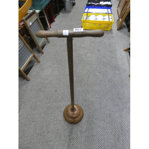 867 - An antique copper plunger. approx 83cm.