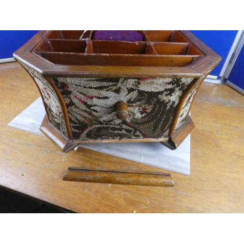 831 - A stunning antique upholstered work box/footstool.