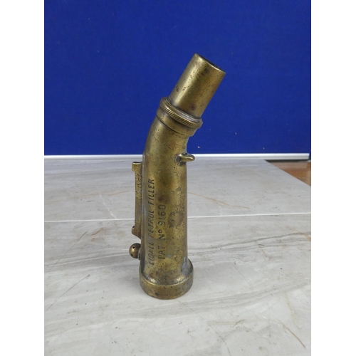 940 - An antique brass Liqall Petrol Filler nozzle pat no 9160.