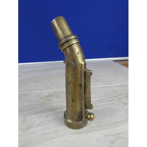 940 - An antique brass Liqall Petrol Filler nozzle pat no 9160.