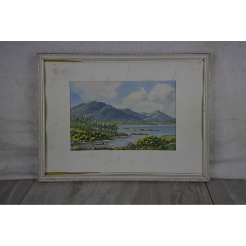 1002 - A small framed watercolour 'Eskatariff Mountain' signed U.S.