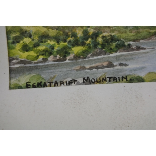 1002 - A small framed watercolour 'Eskatariff Mountain' signed U.S.