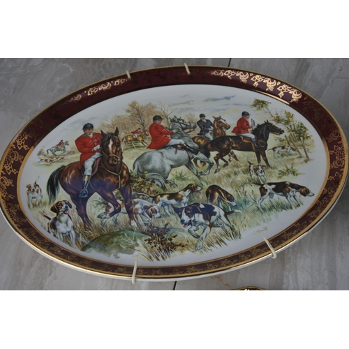 1010 - A Weatherby Hanley oval hunting scene plate and more.