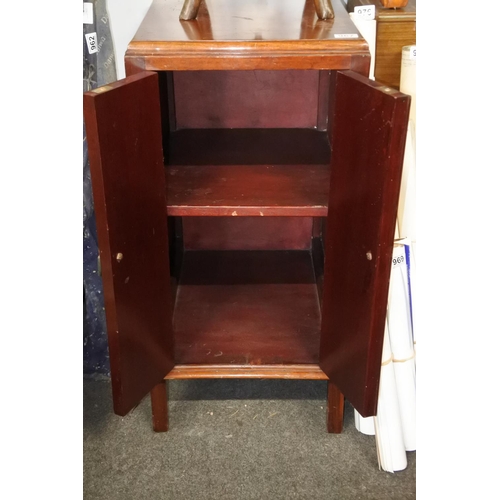 967 - A mahogany two door storage cupboard. approx 84x41x50cm.