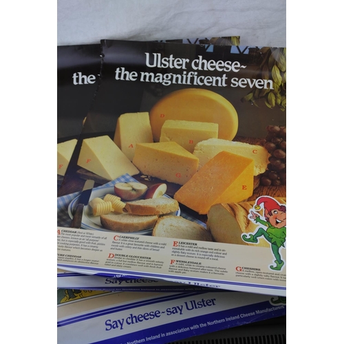 970 - A lot of vintage cheese and milk educational posters.