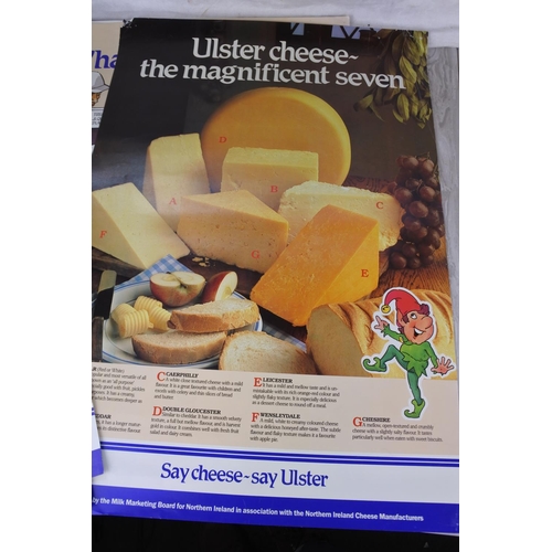 979 - A lot of vintage cheese and milk educational posters.