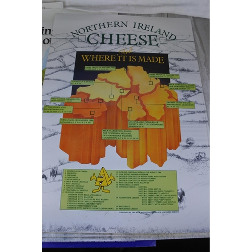 980 - A lot of vintage cheese and milk educational posters.