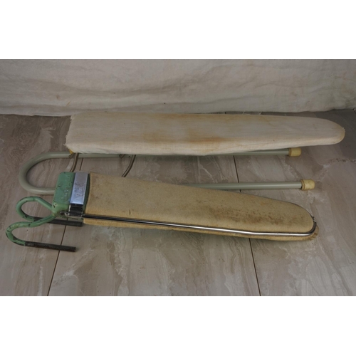 984 - Two vintage sleeve ironing boards and a Beldray iron wall bracket.