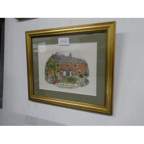 1056 - A framed needlework picture 'Jane Austen's House'.