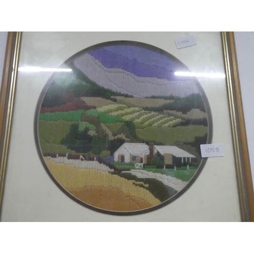 1058 - A framed needlework picture.