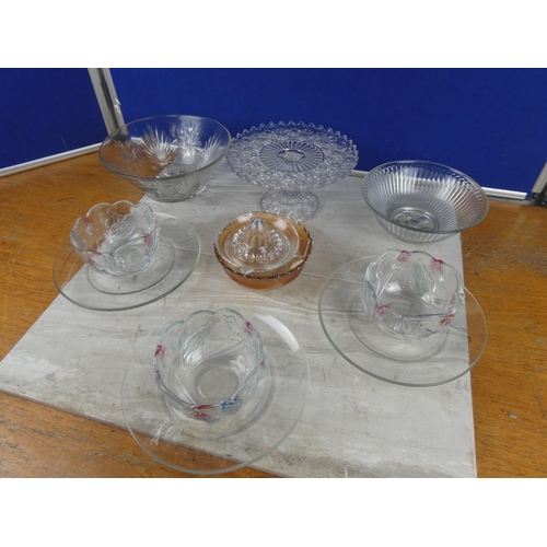 1103 - A vintage pressed glass cake plate and a lot of other crystal.