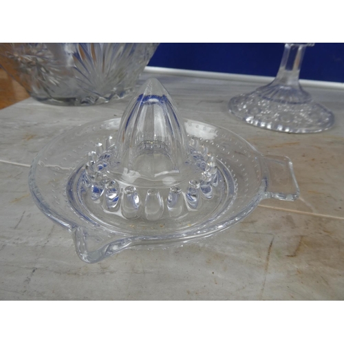 1103 - A vintage pressed glass cake plate and a lot of other crystal.