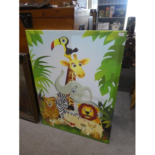 1122 - A large children's canvas picture. approx 120x90cm.