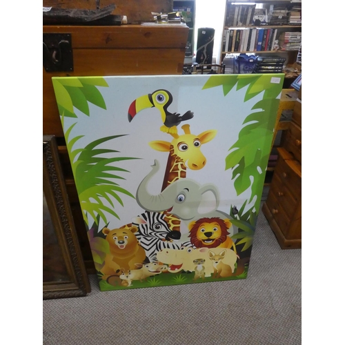 1122 - A large children's canvas picture. approx 120x90cm.