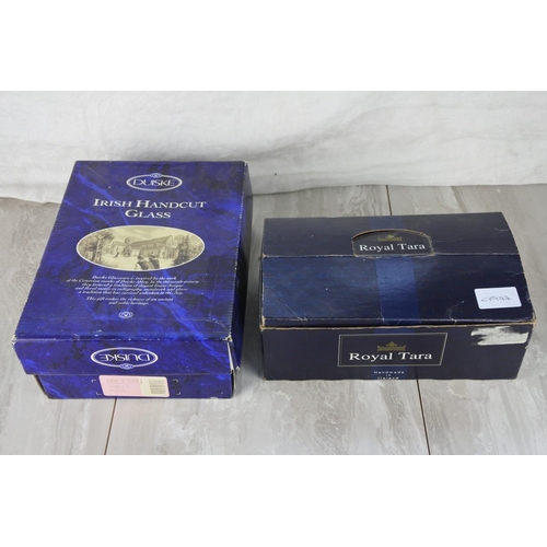 1161 - A boxed set of Duiske crystal glasses and a boxed set of Royal Tara china mugs.