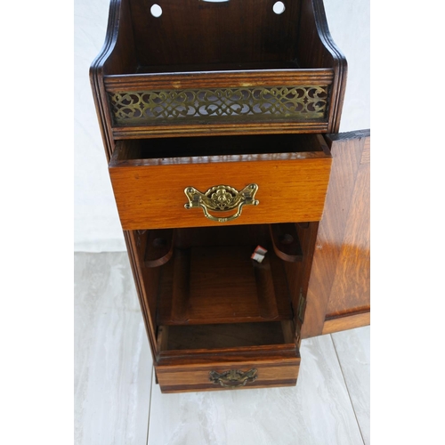 1178 - A stunning mahogany pipe storage cupboard with metal grill and two drawers. approx 50cm.