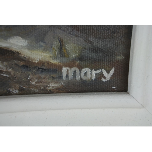 1186 - An oil framed painting signed Mary. approx 22x29cm.