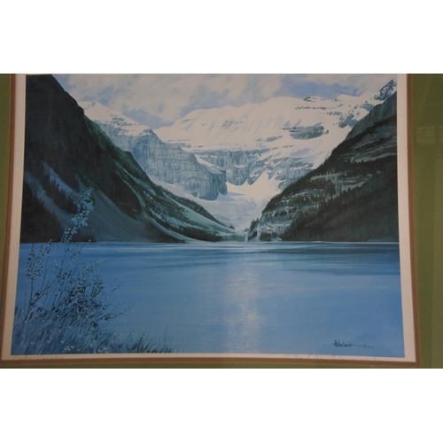 1189 - A pair of framed mountain scene pictures. approx 52x62cm.