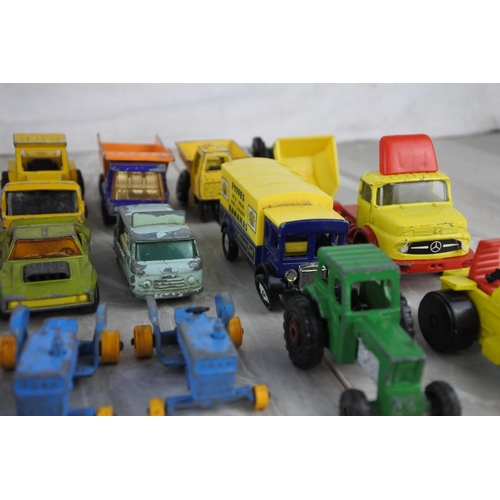 1199 - A lot of vintage, die-cast toy vehicles and more to include Matchbox tractors.