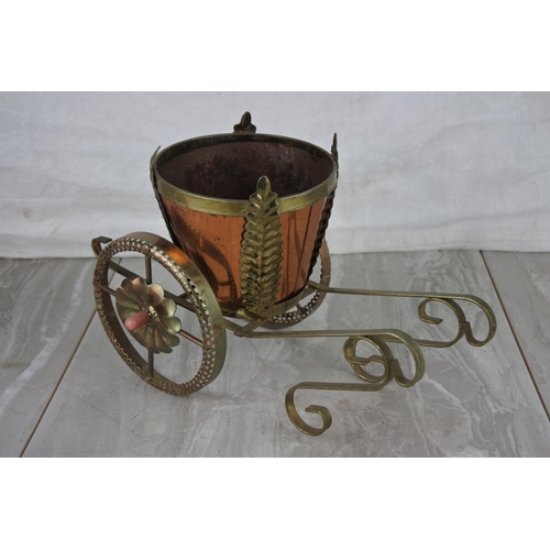 1204 - A vintage copper and brass carriage planter.