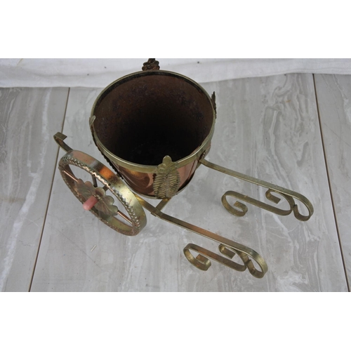 1204 - A vintage copper and brass carriage planter.