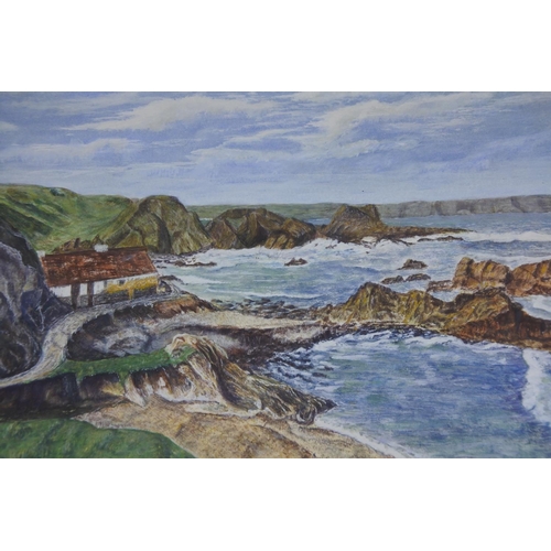 1210 - A framed watercolour 'Ballintoy Harbour' signed T H Hodgkins.