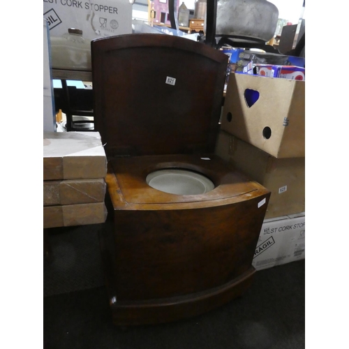 821 - An antique mahogany commode/table with pottery chamber pot/ approx 50x54x48cm.