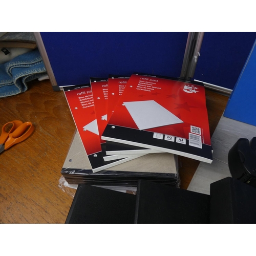 842 - A box of assorted office stationery, files, notebooks and more.