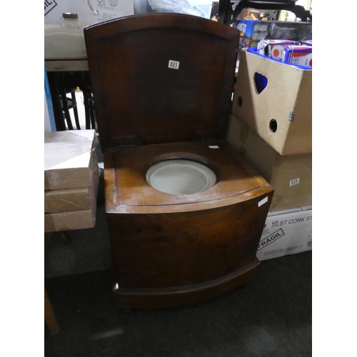 821 - An antique mahogany commode/table with pottery chamber pot/ approx 50x54x48cm.