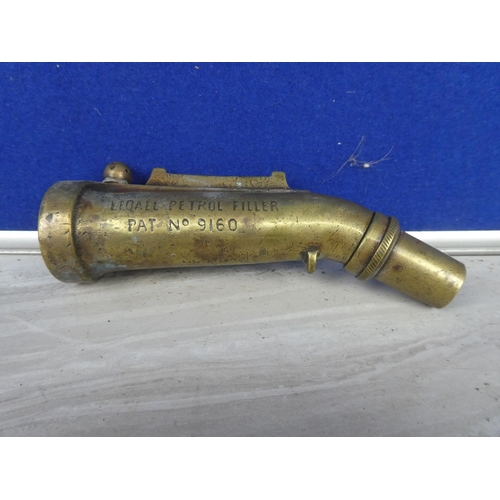 940 - An antique brass Liqall Petrol Filler nozzle pat no 9160.